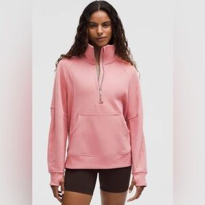 Lululemon NWT Scuba Oversized Funnel Neck Half Zip Long Deco Pink Size M L